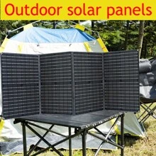 100WPortable Outdoor Solar Power Panel; Mobile Phone; Fan; Storage Battery; For Outdoor Camping; Offshore Fishing; Mountaineering; RV - Grey - View 6