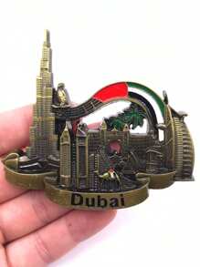 Metal Dubai Magnetic Refrigerator Sticker, Creative Souvenir With Ship, Skyscraper, UAE Design, Burj Khalifa - Multicolor - View 6