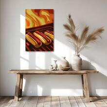 1pc Framed Canvas Wall Art, Hotdog Print Canvas Poster, Ideal Gift For Bedroom Living Room Hallway Dorm Wall Decor