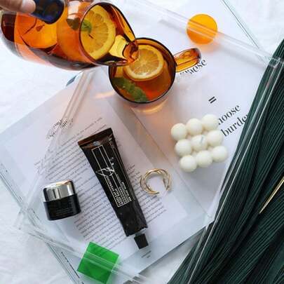 1 khay Acrylic, khay Acrylic trong suốt đựng đồ ăn nhẹ, bánh ngọt, cốc nước, tách trà, thích hợp cho phòng khách, phòng ngủ, nhà bếp
