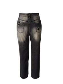 Calça jeans feminina retrô com lavagem especial para primavera/verão, calça jeans feminina slim fit, calça jeans para volta às aulas. - Cinza escuro - Ver 4