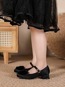 1 双时尚方头高跟鞋，适合女孩，四季皆宜 - 黑色 - 查看 4