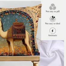 1 pieza Funda de almohada impresa a una cara con diseño de camello para Eid Al-Adha, 45*45cm