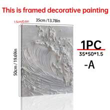 1 pièce Peinture sur canevas murale blanche à vagues libres, faite à la main, pour le salon, le bureau moderne, la décoration de la maison. Grande feuille décorative abstraite avec texture - 1 pièce - Voir 13