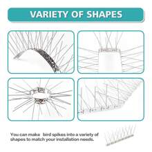 Bird Spikes With Stainless Steel Base, Bird Repellent Spikes Arrow Pigeon Spikes Fence Kit For Deterring Small Bird, Crows And Covers - Silver - View 2