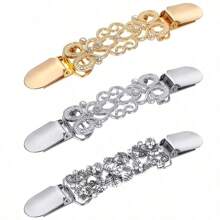 Set Of 3 Vintage Sweater Shawl Clips - Vintage Cardigan Tie Clips For Women And Girls - Perfect For Dress Shirt And Brooch Accessories Women Valentine's Day (Gold, Silver) - Multicolor - View 13