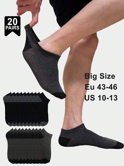 1/5/10 Pairs Men's Solid Color Big Size Available Breathable Low Cut No Show Ankle Socks For Sports Or Daily Use