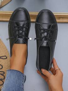 新款女款白色淺口彈性帶金色鑽石裝飾休閒鞋 - 黑色 - 查看 6