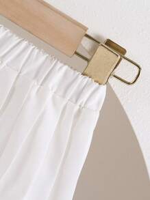 2 件套女婴蝴蝶结装饰马球领无袖上衣和百褶裙套装，可爱优雅街头风格 - 綠色 - 查看 4