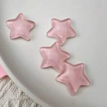 20 piezas/Paquete Decoración plana de resina con estrellas de cinco puntas de color rosa con brillo, materiales DIY para paredes, fundas de teléfono, zapatos, artesanía