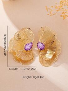 1 par de pendientes elegantes y vintage de metal dorado con múltiples capas, diseño texturizado de flores y piedras preciosas falsas, adecuados para uso diario, fiestas y vestimenta de noche, elegantes y lujosos