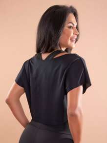 Women's Transparent Cropped Top With Holes Gym Clothing Fitness Fashion F7 NEW STYLE - Xem 3