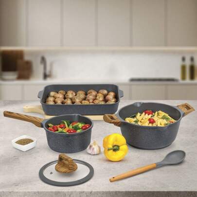 CV DIRECTO Batería De Cocina Sofia Ceramic con Utensilios de Cocina 12 Piezas