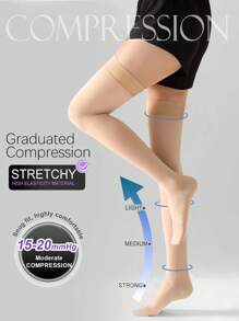 1 Pair Women's Thigh High Compression Stockings - Graduated Compression, Lightweight Breathable, Closed Toe Non-Slip, Recommend Sizing Up For Comfort & Warmth - Multicolor - View 10