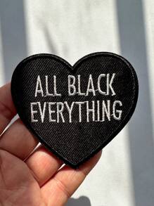 aprille 1PC "ALL BLACK EVERYTHING" Embroidered Iron On Patches For Clothing Jeans Jacket Embroidery Heart Applique Clothes Sticker Eagle Armband Stripes Badge