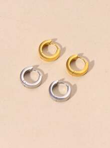 1 对简约时尚不锈钢耳环适合男士日常佩戴