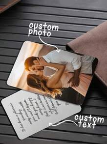 1pc Personalized Metal Wallet Card With Picture And Text, Custom Photo Text Engraved Wallet Insert For Husband Dad Men Gift Your Loved Ones A Personalized Metal Wallet Card That Holds A Special Photo And Heartfelt Message. - Multicolor - View 1