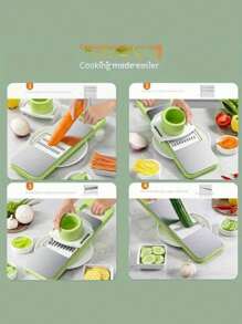 2 Sets/1 Set 7 In 1 304 Vegetable Chopper, Salad Potato Carrot Garlic Hand Protection Food Slicer, Kitchen Gadgets - Multicolor - View 8