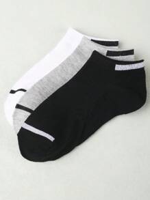1/3/6 双女式黑白灰色横条纹短袜，时尚百搭，简约休闲低帮袜，吸湿排汗，适合所有季节和场合 - 彩色 - 查看 8