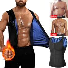 Men Slimming Body Shaper Waist Trainer Sauna Sweat Tank Top Gym Weight Loss Vest - Black - View 1