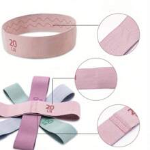 1 件钩针阻力带，瑜伽臀部阻力带，带印刷弹力值，防滑滴胶