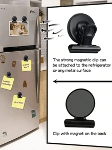 1/5/10st Zwarte magnetische clips, sterke koelkastmagneten met clip, duurzame metalen bulldogclips met magnetische achterkant, perfect voor thuis, op kantoor en in de keuken, ideaal voor het vasthouden van foto's, notities, papieren en recepten