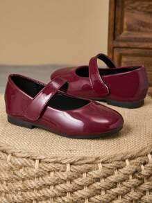 1 Paio di Scarpe in Pelle Verniciata Lucida per Ragazze da Scuola/Recita, Scarpe da Cerimonia con Punta Tonda e Suola in Morbida Pelle, Stile Scolastico Carino e Alla Moda