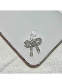 1pc Metal Rhinestone Bow Charm/Phone Charging Port Dust Plug/Decoration Pendant/Compatible With Iphone/Type-C/Android Plug