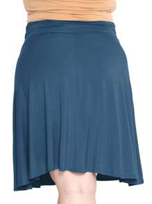 STRETCH IS COMFORT Women's And Plus Size Knee Length Ruched Waist Flowy Skirt - 藍綠色 - 查看 2