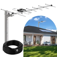 Antena TV Digital Exterior HD, recepción amplificada, Canales televisión Abierta, Antena Inteligente Maxima recepcion, Antena Inteligente (Incluye 10m de Cable Reforzado) - Gris - Ver 1