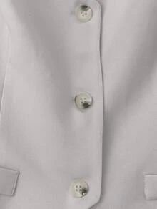 女士优雅无袖 V 领西装外套，时尚前扣背心外套，适合所有季节 - 灰色 - 查看 6