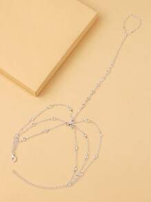 1pc Fashionable Multi-Layer Chain Linked Finger Hand Chain, Unique Design Bracelet - Multicolor - View 8