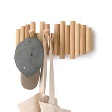 Perchero de madera maciza, perchero de pared, perchero de entrada, perchero de pared sin clavos - natural - Ver 2