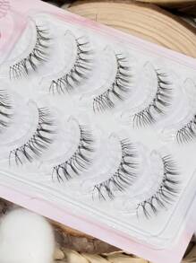Outopen Bottom Lashes 5 Pairs Clear Band Wispy Natural Look Lashes Japanese Manga Style Spiky Anime Lower Lashes Dramatic DIY Cosplay Bottom Eyelashes Reusable - 自然纖長款 - 查看 3