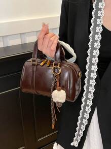 2025年新款纯色柔软PU奢华手提包，时尚复古女士日常及节日礼品包