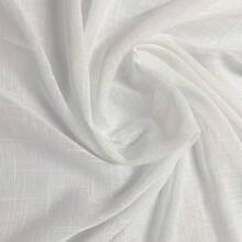 Linen Gauze Voile Curtain For Single Rod, Unlined - Silver Eyelets - trắng - Xem 3