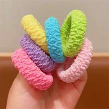 12pcs Solid Color Cute Chemically Fiber Hair Scrunchies, Candy Colors For Spring And Summer