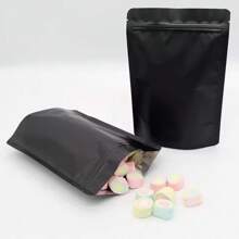 50/100/200个哑光黑/金自立拉链袋，可重复使用，适合DIY家居，包装巧克力、茶叶、咖啡、干果、香料、糖果、肉类，热封设计，可长期储存食品，封闭式包装袋，适用于节日庆典、生日、婚礼、礼品包装及配件。 - 黑色 - 查看 6