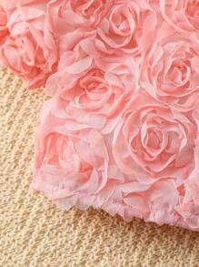 Bộ 2 món áo thun tay ngắn cổ vuông họa tiết hoa hồng 3D cho bé gái và quần short - Nhiều màu - Xem 6