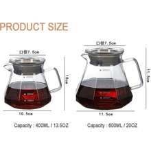 1 Bộ ấm pha cà phê thủy tinh trong suốt có quai chia độ, dung tích 400ml/14oz và 600ml/20oz, quai cầm, đồ dùng nhà bếp gia dụng, ấm pha trà và cà phê, bình thủy tinh, ấm pha cà phê thủy tinh chịu nhiệt có nắp, thiết kế đá quý màu đen trong suốt, thích hợp cho máy pha cà phê nhỏ giọt, ấm pha cà phê dùng chung cho gia đình, thích hợp sử dụng tại nhà và nhà hàng khi trở lại trường - Xám - Xem 13