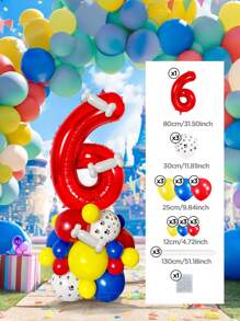 Set de 25 piezas que incluye: Globos con números del 0 al 9 de 32" en rojo/azul/dorado/rosa, Globos de látex con diseño de pata de perro de 12", Globos de látex mixtos de 10" en rojo, amarillo y azul, y Globos largos blancos con forma de hueso de perro. Adecuado para cumpleaños, aniversarios y eventos celebrativos. - Multicolor - Ver 44