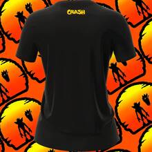 Playera negra de algodón peinado casual para mujer y hombre con estampado de Crash Bandicot - Negro - Ver 5