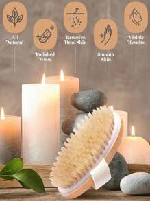 1支天然鬃毛身体去角质刷，柔软SPA级干湿两用身体刷，家居浴室装饰，返校季必备