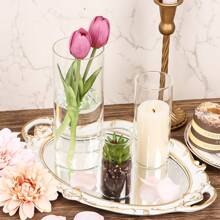 Superlele 5/20/35pcs Glass Cylinder Vases-4, 6, 8, 9.8, 11.8 Inch Tall Hurricane Floating Glass Candle Holders Clear Flower Vases For Centerpieces Home Table Decor Wedding Party Decorations