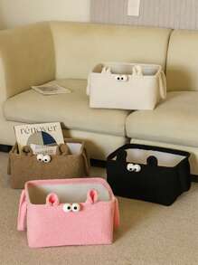 Cute Cartoon Plush Thickened Sheep Wool Storage Basket, For Snacks, Ornaments, Plush Toys, Multi-Purpose Basket With Handle, Perfect Gift For Girlfriend, Home Storage Assistant