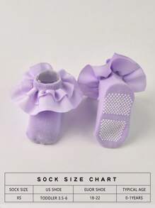 1 Đôi tất họa tiết hoa cho trẻ sơ sinh/trẻ nhỏ, tất công chúa nhiều màu - Màu tím  Violet - Xem 3