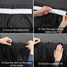 1 pièce Jupe de table jetable pour fête, convient pour les tables rectangulaires ou rondes, nappe résistante aux plis avec bordure à volants, idéale pour les banquets, mariages, camping, anniversaires et présentoirs de cadeaux - Blanc - Voir 9