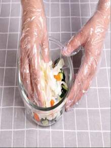 一次性手套，100包=200副手套（1包/2只）透明加厚，独立包装，方便携带，一次性手套非常适合餐厅、野餐、露营、厨房、旅行 - 彩色 - 查看 5