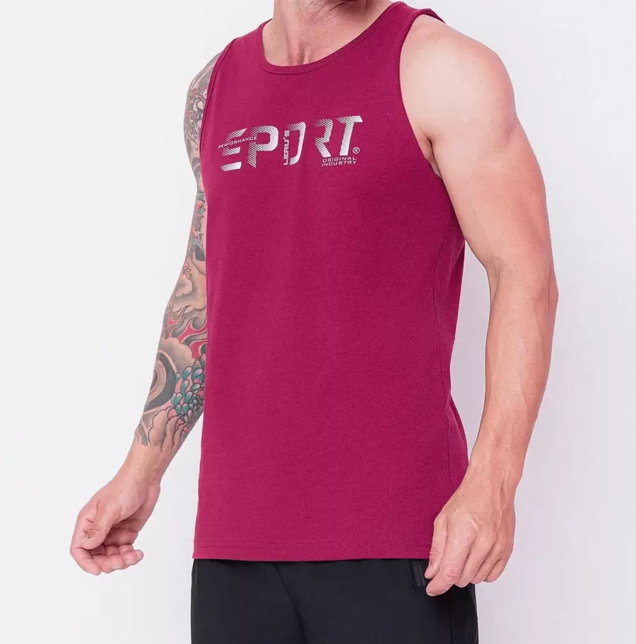 Men Tank Tops - Burgundy - View 1