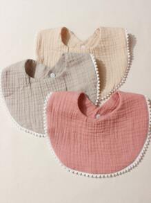 Set de 3 baberos de muselina de algodón lindos para bebé, adecuados para uso diario - Multicolor - Ver 4